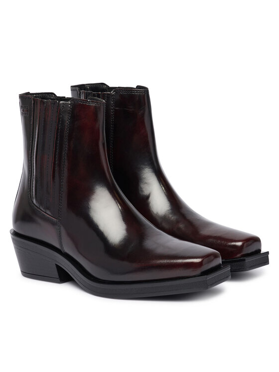 Tommy Jeans Chelsea Tommy Jeans Tjw Brushed Leather Cowboy Boots EN0EN03077 Marrone scuro