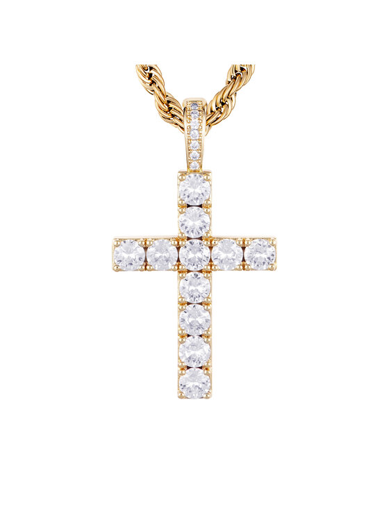 ICED STUFF Přívěšek ICED STUFF Diamond Cross Zlatá