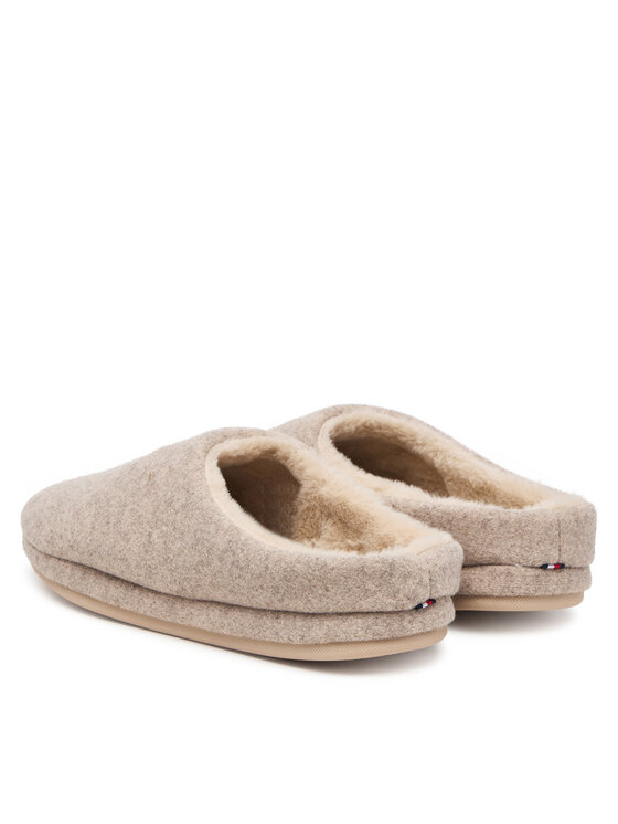 Tommy Hilfiger Пантофи Tommy Hilfiger Th House Shoe Flannel FW0FW09699 Бежов