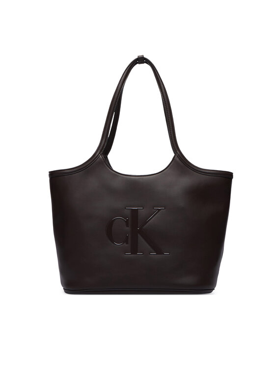Calvin Klein Geantă Calvin Klein Bold Ck Shopper LV04F3562G Maro închis