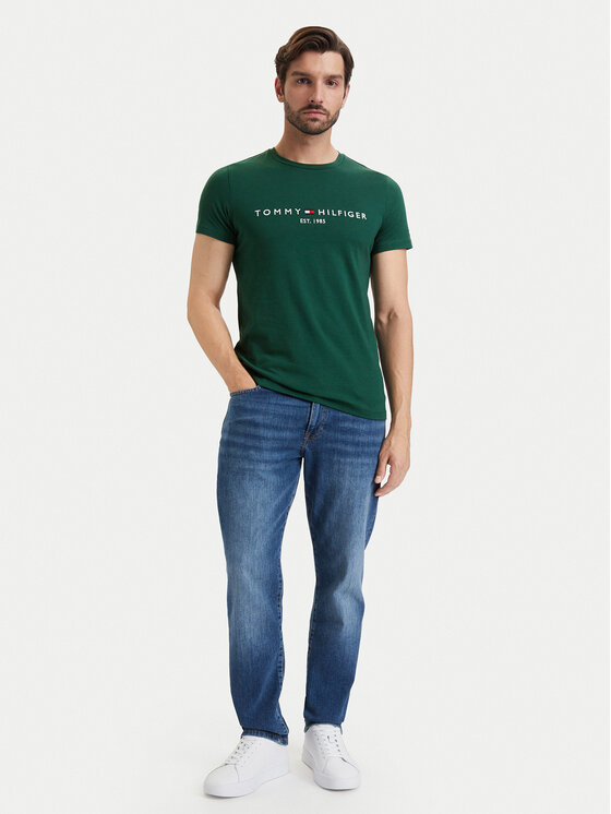 Tommy Hilfiger Tommy Hilfiger Póló Logo MW0MW11797 Sötétzöld Slim Fit