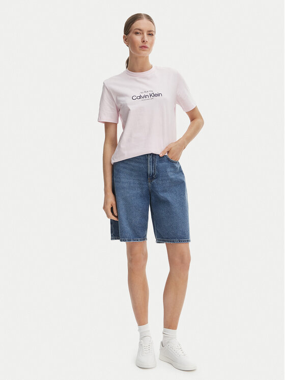 Calvin Klein Jeans Calvin Klein Jeans Majica NYC Logo LV047F810G Roza Classic Fit