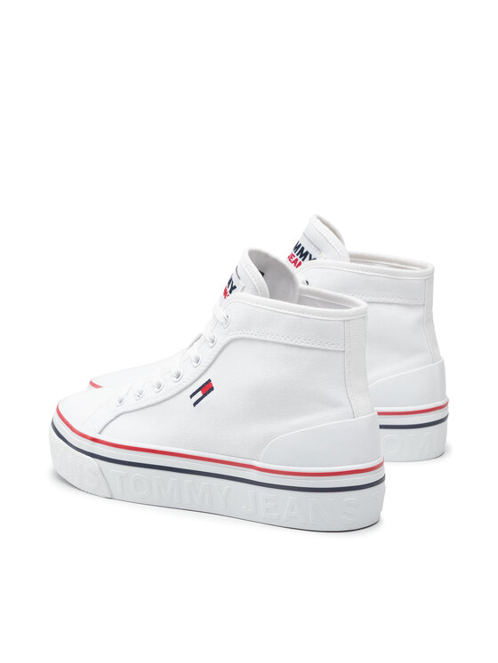 Tommy Jeans Sneakersy Tommy Jeans Mid Flatform Vulc EN0EN01414 Bílá