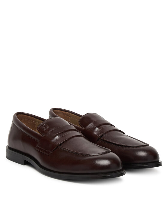 Calvin Klein Pusbačiai Calvin Klein Ess Rubber Penny Loafer Pol Lth HM0HM02025 Ruda