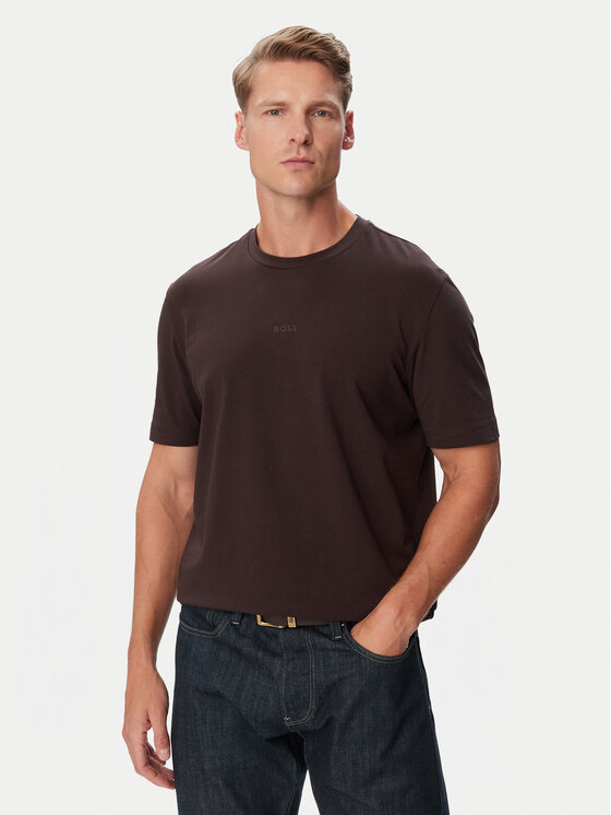 BOSS BOSS Camiseta 50473278 Marrón oscuro Regular Fit