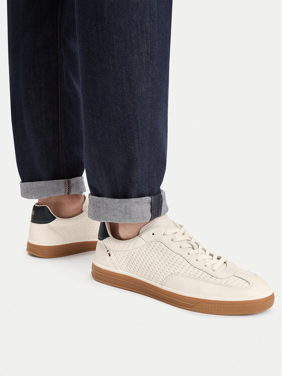 Tommy Hilfiger Sneakersy Tommy Hilfiger Lo Lux Cut Out FM0FM05926 Kremowy