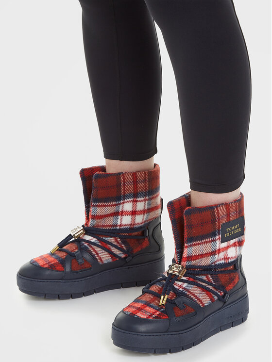 Tommy Hilfiger Škornji za sneg Tommy Hilfiger Tartan Snowboot FW0FW07612 Modra