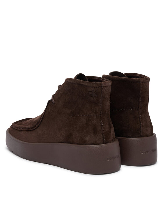 Calvin Klein Зимни обувки Calvin Klein Flatf Lace Up Apr Cut Boot HW0HW03273 Тъмнокафяв