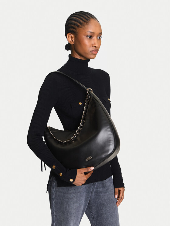 Tommy Hilfiger Τσάντα Tommy Hilfiger Moon Leather Hobo AW0AW17468 Μαύρο