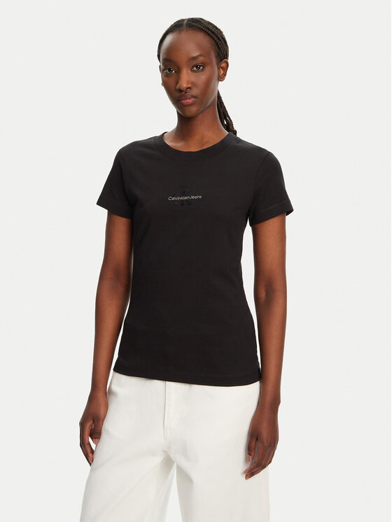 Calvin Klein Jeans Calvin Klein Jeans T-shirt Monologo J20J223563 Crna Slim Fit