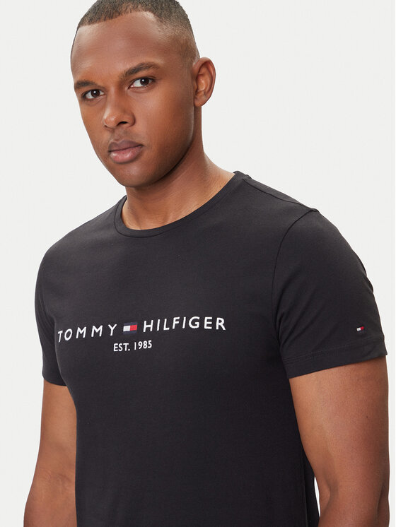 Tommy Hilfiger Tommy Hilfiger T-shirt Core Logo Tee MW0MW11465 Crna Slim Fit