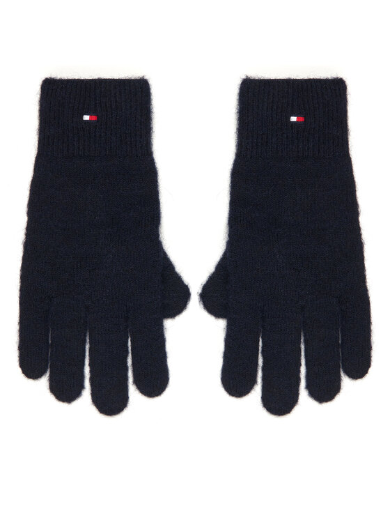 Tommy Hilfiger Sieviešu cimdi Tommy Hilfiger Flag Fluffy AW0AW17797 Tumši zils