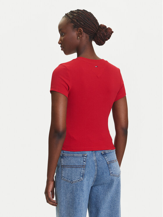 Tommy Jeans Tommy Jeans Póló DW0DW21421 Piros Slim Fit