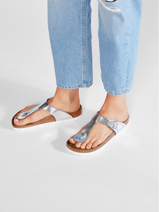 Birkenstock Japonki Birkenstock Gizeh Bs 1003675 Srebrny