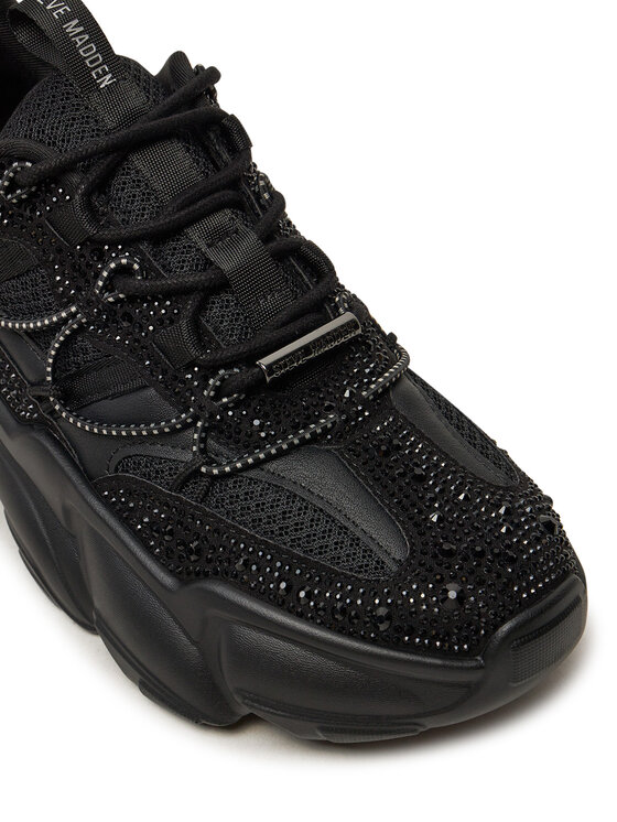 Steve Madden Sneaker Campo Donna | Scarpe Ginnastica Con Plateau E Tacco 3,2 Cm - Nero, 39 EU