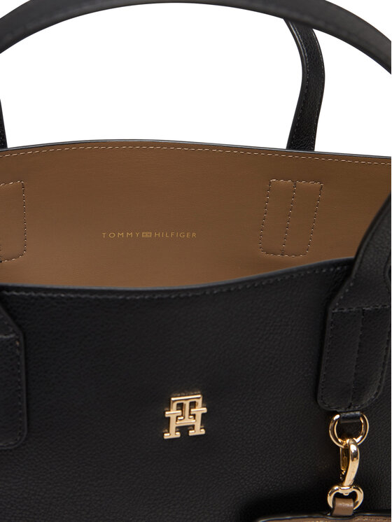 Tommy Hilfiger Ročna torba Tommy Hilfiger Th Icon Satchel AW0AW18122 Črna