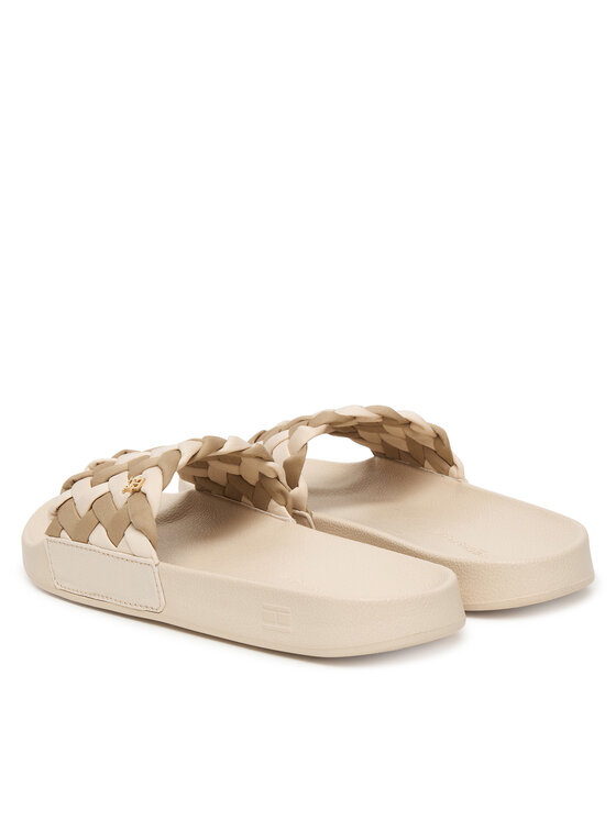 Tommy Hilfiger Natikači Tommy Hilfiger Th Braided Pool Slide FW0FW09203 Bež