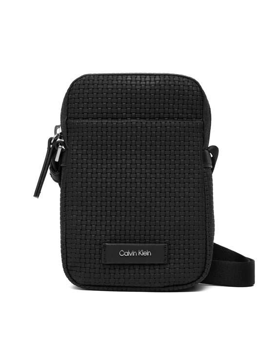 Calvin Klein Maža rankinė Calvin Klein Embossed Woven Slim Reporter LV04D3221G Juoda