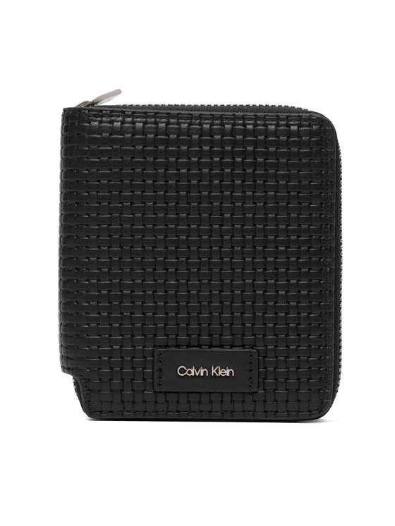 Calvin Klein Portofel Calvin Klein Embossed Woven Zip Billfold LV04D1112G Negru