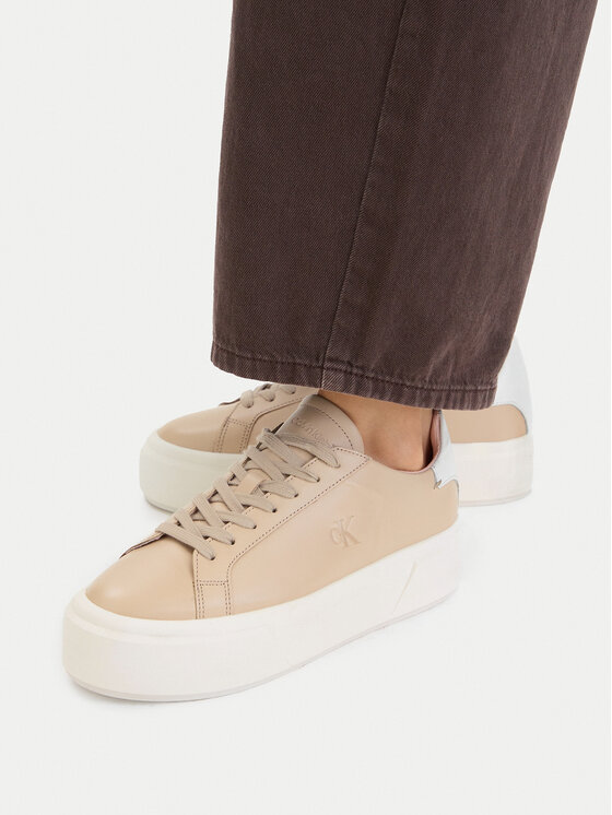 Calvin Klein Αθλητικά Calvin Klein Flatform Lace Up Lth YW0YW01928 Μπεζ