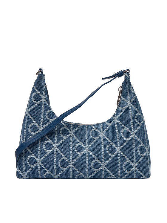 Calvin Klein Ročna torba Calvin Klein Emblem Aop Denim Shoulder Bag LV04F3431G Modra