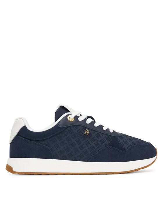 Tommy Hilfiger Sneakersy Tommy Hilfiger Th Runner Suede Monogram FW0FW09620 Tmavomodrá