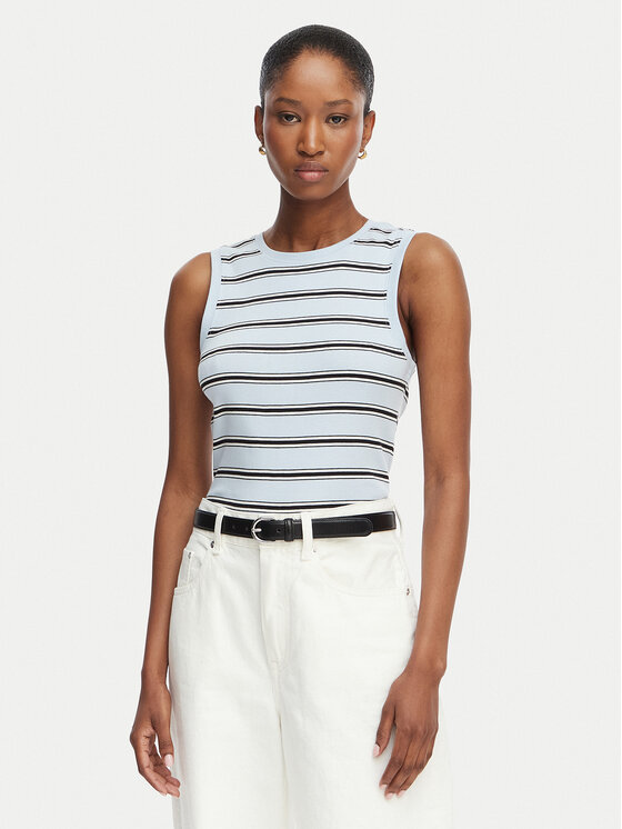 Tommy Hilfiger Tommy Hilfiger Top Multistripe WW0WW50025 Modra Slim Fit