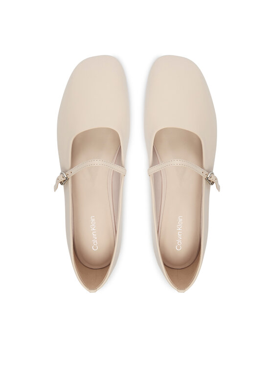Calvin Klein Baleríny Calvin Klein Oblique Ballerina Mj Lth Hdw HW0HW02847 Écru