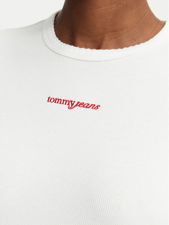 Tommy Jeans Tommy Jeans Camiseta Script Rib DW0DW22809 Crema Slim Fit