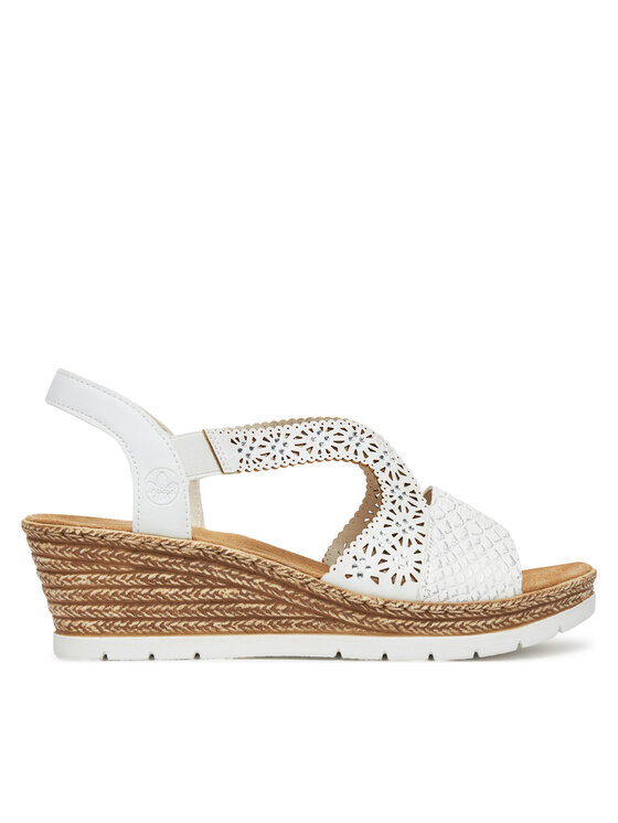 Rieker Sandali con zeppa - gold paper silber/bianco