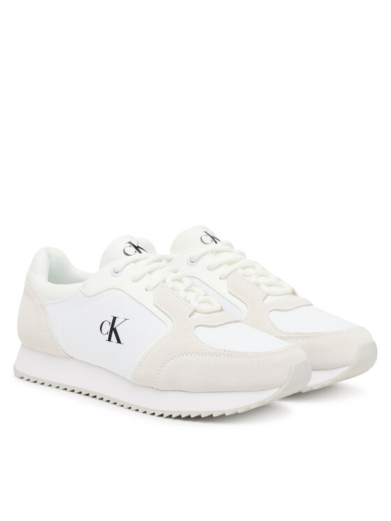 Calvin Klein Jeans Laisvalaikio batai Calvin Klein Jeans Runner Laceup Sock Mg Nylon Mix YW0YW01644 Balta