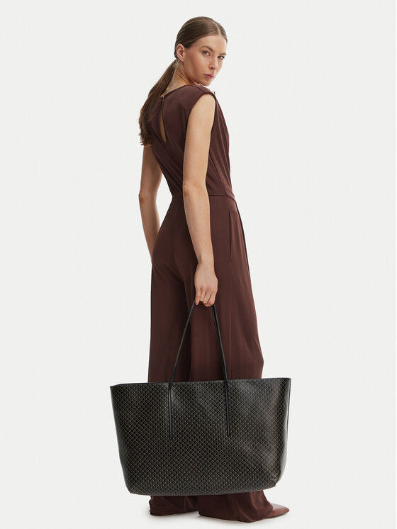 Calvin Klein Ročna torba Calvin Klein Emblem Aop Large Tote W/ Pouch LV04F3364G Črna