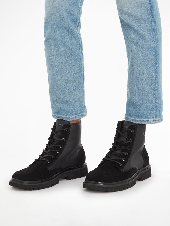 Calvin Klein Jeans Kotníková obuv Calvin Klein Jeans Eva Mid Laceup Lth Boot Hiking YM0YM00842 Černá
