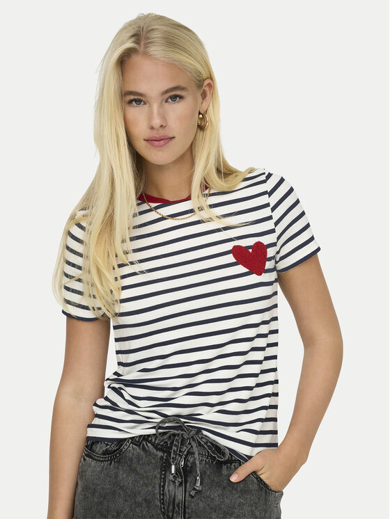 ONLY ONLY Camiseta Heart 15318959 Blanco Regular Fit