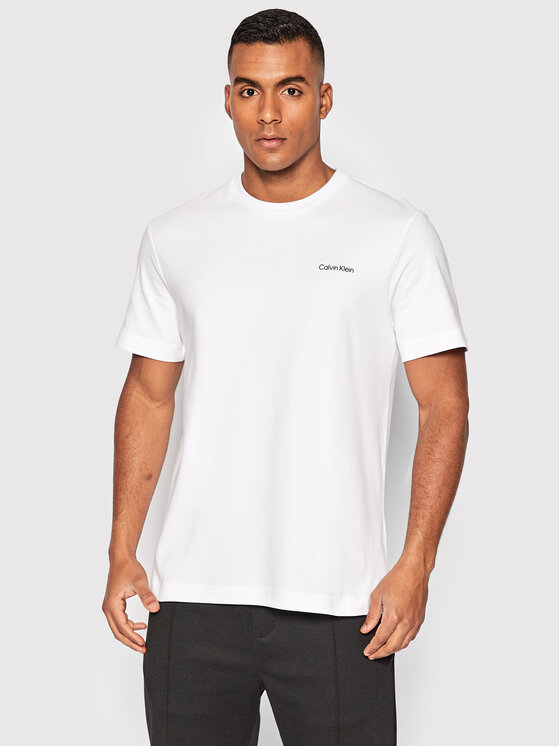 Calvin Klein Calvin Klein Majica Micro Logo Interlock K10K109894 Bela Regular Fit