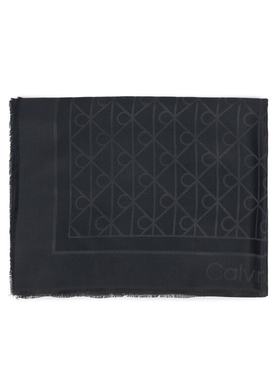 Calvin Klein Šal Calvin Klein Emblem Aop Glossy Tonal Scarf LV04F8096G Crna