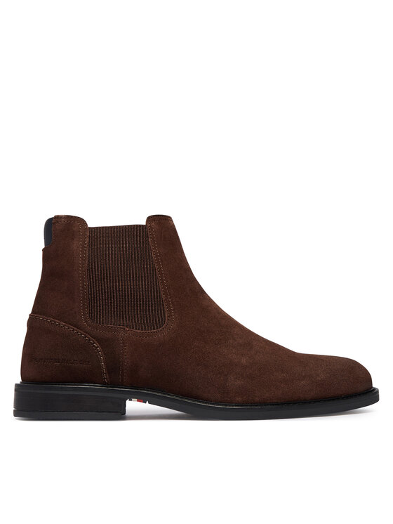 Tommy Hilfiger Gležnjarji Chelsea Tommy Hilfiger Corporate Dressy Suede Chelsea FM0FM05953 Rjava