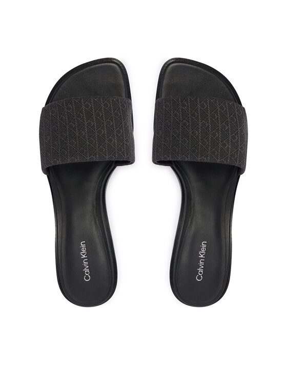 Calvin Klein Şlapi Calvin Klein Block Heel Sandal Aop HW0HW03016 Negru