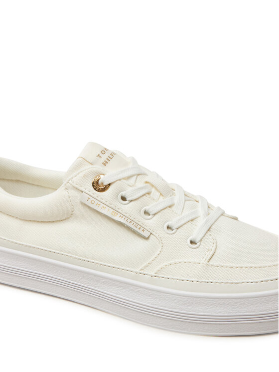 Tommy Hilfiger Laisvalaikio batai Tommy Hilfiger Essential Vulc Textile Sneaker FW0FW08323 Écru