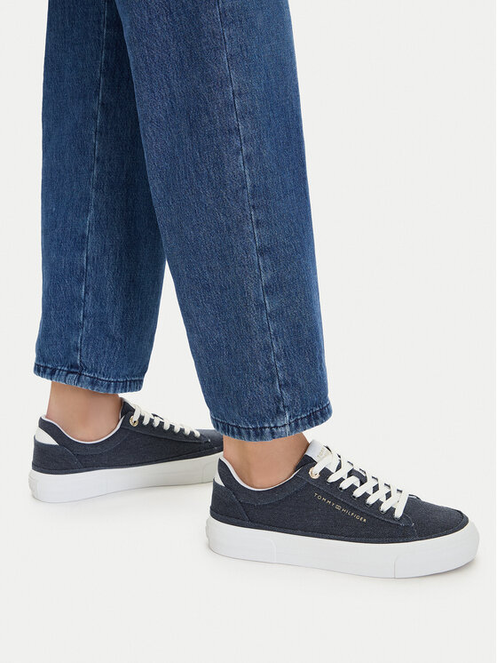 Tommy Hilfiger Teniszcipő Tommy Hilfiger Th Foxing Platform Washed Canvas FW0FW09172 Kék