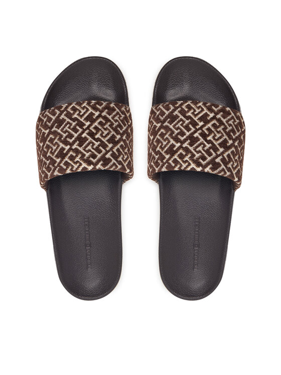 Tommy Hilfiger Nazouváky Tommy Hilfiger Th Monogram Pool Slide FW0FW09611 Hnědá