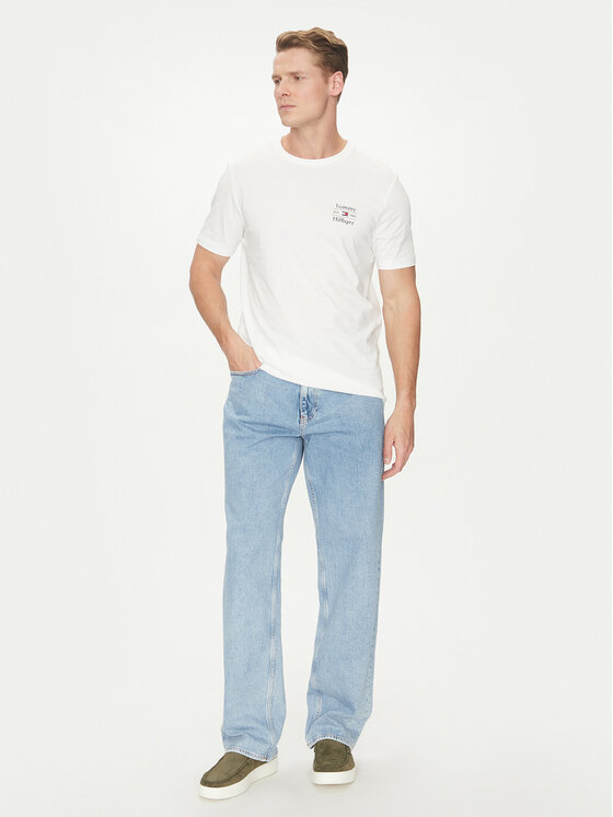 Tommy Hilfiger Tommy Hilfiger T-Shirt Stack MW0MW38622 Λευκό Regular Fit