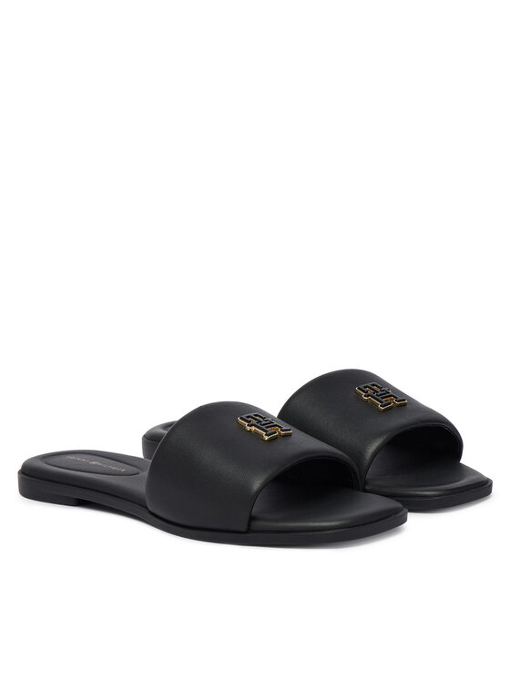 Tommy Hilfiger Παντόφλες Tommy Hilfiger Th Logo Hardware Leather Mule FW0FW09292 Μαύρο
