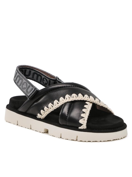 Mou Sandale Mou New # 03 Criss-Cross Upper SW461004C Negru