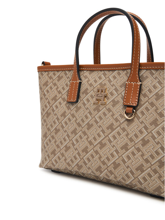Tommy Hilfiger Kabelka Tommy Hilfiger Th Monoplay Mini Tote Le AW0AW18848 Hnědá