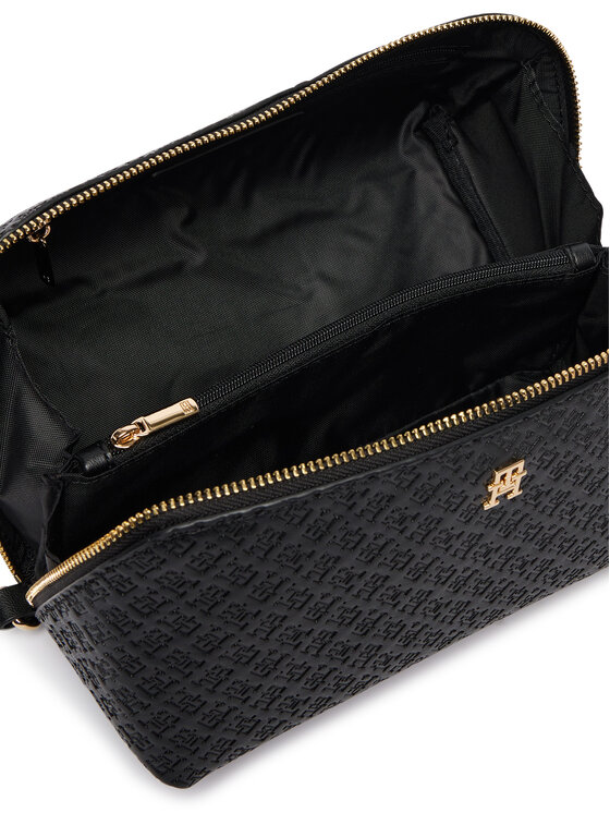 Tommy Hilfiger Kozmetická taštička Tommy Hilfiger Th Icon Double Washbag Mono AW0AW18930 Čierna