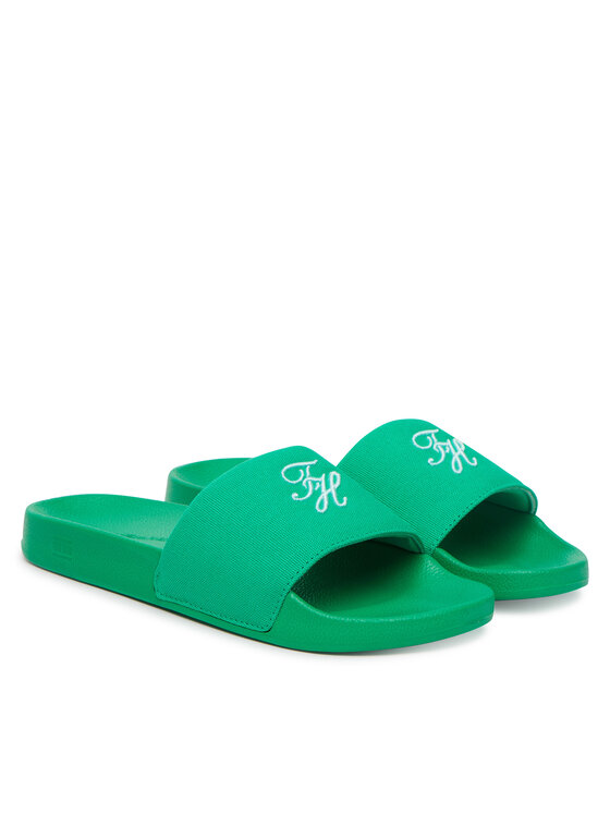 Tommy Hilfiger Šľapky Tommy Hilfiger Th Script Pool Slide FW0FW09286 Zelená