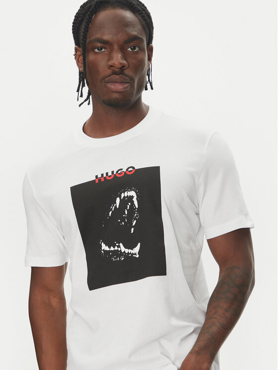 HUGO HUGO Marškinėliai Dobero 50542734 Balta Regular Fit