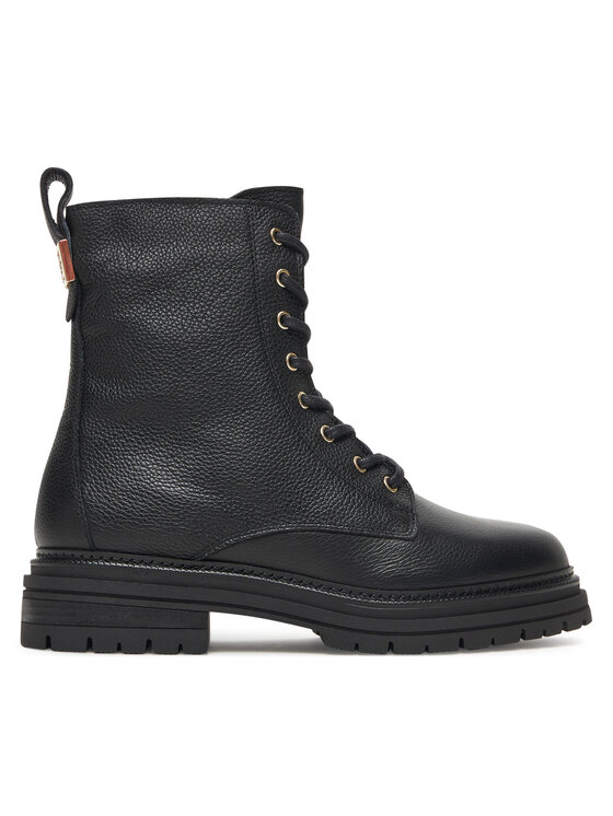 Tommy Hilfiger Auliniai batai Tommy Hilfiger Th Plaque Pebble Lace Boot Warm FW0FW08767 Juoda