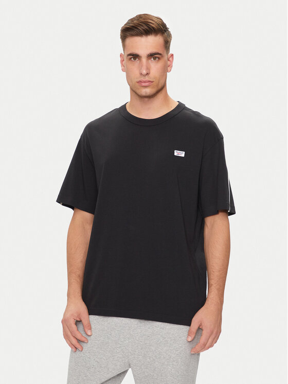 Reebok Reebok Póló Cl Court Sport Ss Tape Tee 100202807 Fekete Regular Fit